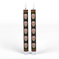 LED Day of the Dead Taper Candles, Set of 2