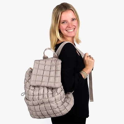 Gray Puffy Backpack