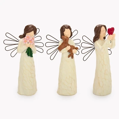 Carved Angel Figurines, Set of 3