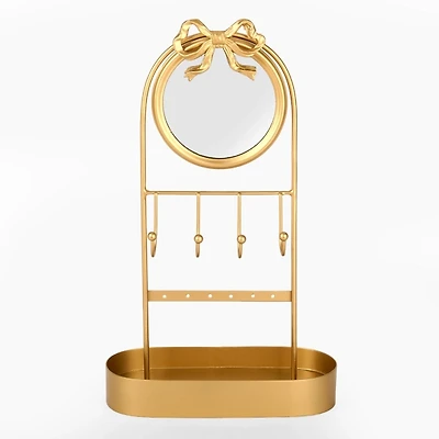 Antique Gold Bow Mirror Jewelry Holder