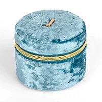 Round Blue Velvet Monogram J Jewelry Box