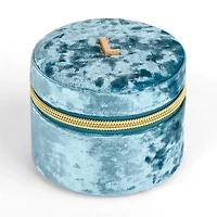 Round Blue Velvet Monogram Jewelry Box
