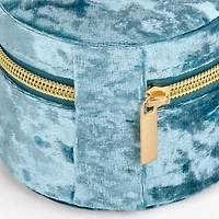 Round Blue Velvet Monogram N Jewelry Box