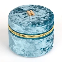 Round Blue Velvet Monogram N Jewelry Box