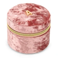 Round Mauve Velvet Monogram A Jewelry Box