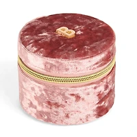 Round Mauve Velvet Monogram B Jewelry Box