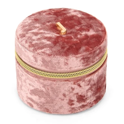 Round Mauve Velvet Monogram J Jewelry Box
