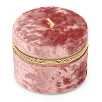 Round Mauve Velvet Monogram J Jewelry Box