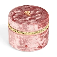 Round Mauve Velvet Monogram P Jewelry Box