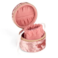 Round Mauve Velvet Monogram S Jewelry Box