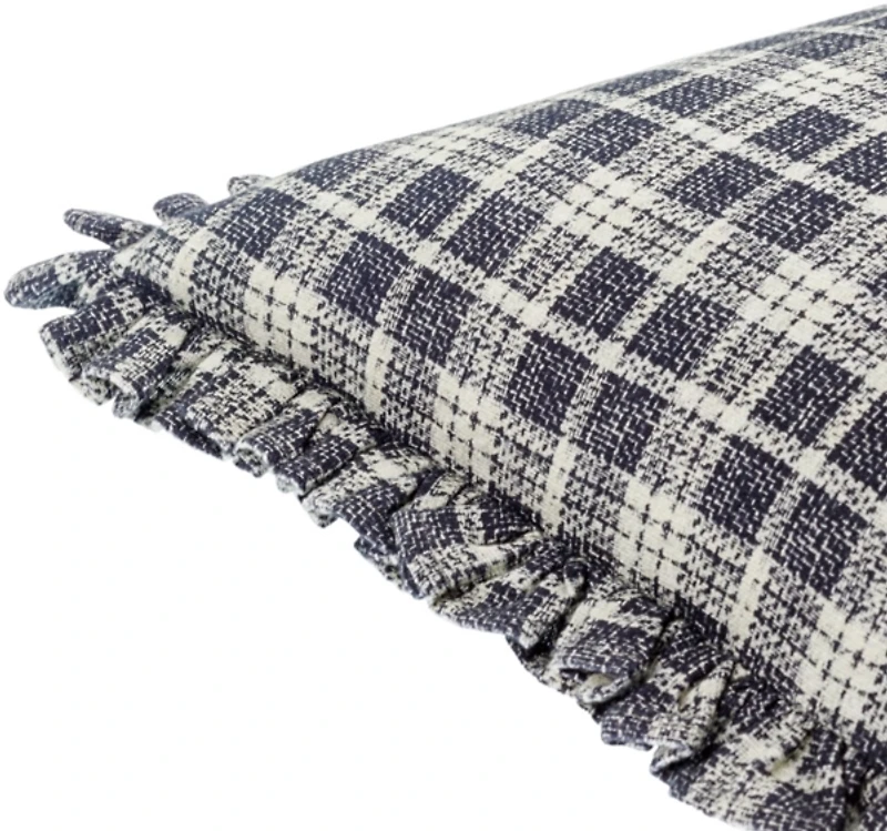Black Plaid Ruffled Pillow