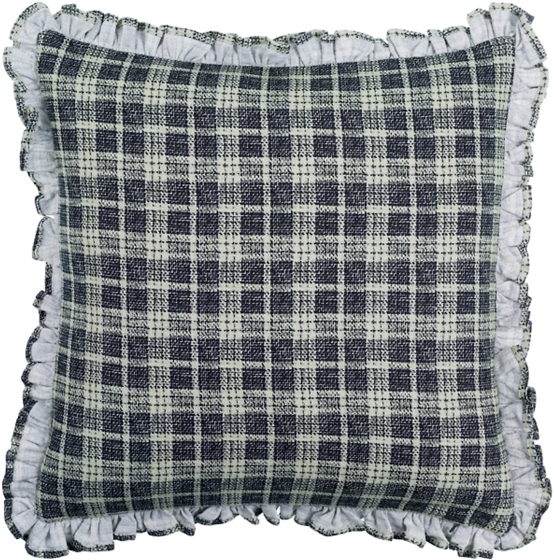 Black Plaid Ruffled Pillow