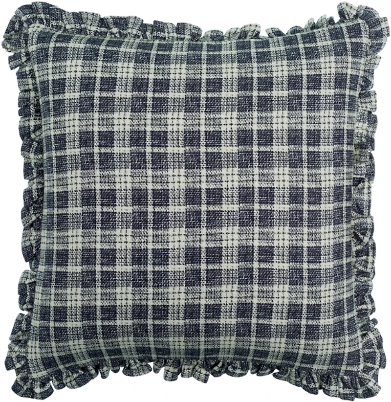 Black Plaid Ruffled Pillow
