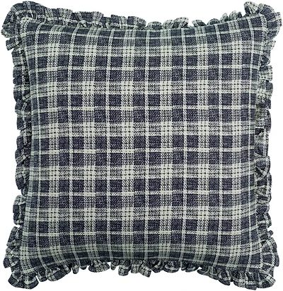 Black Plaid Ruffled Pillow