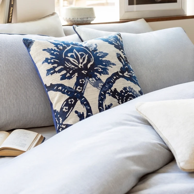 Navy Sanya Bay Floral Pillow