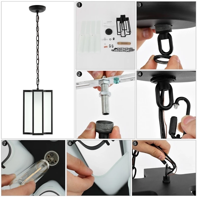 SAFAVIEH Black Outdoor Pendant Light