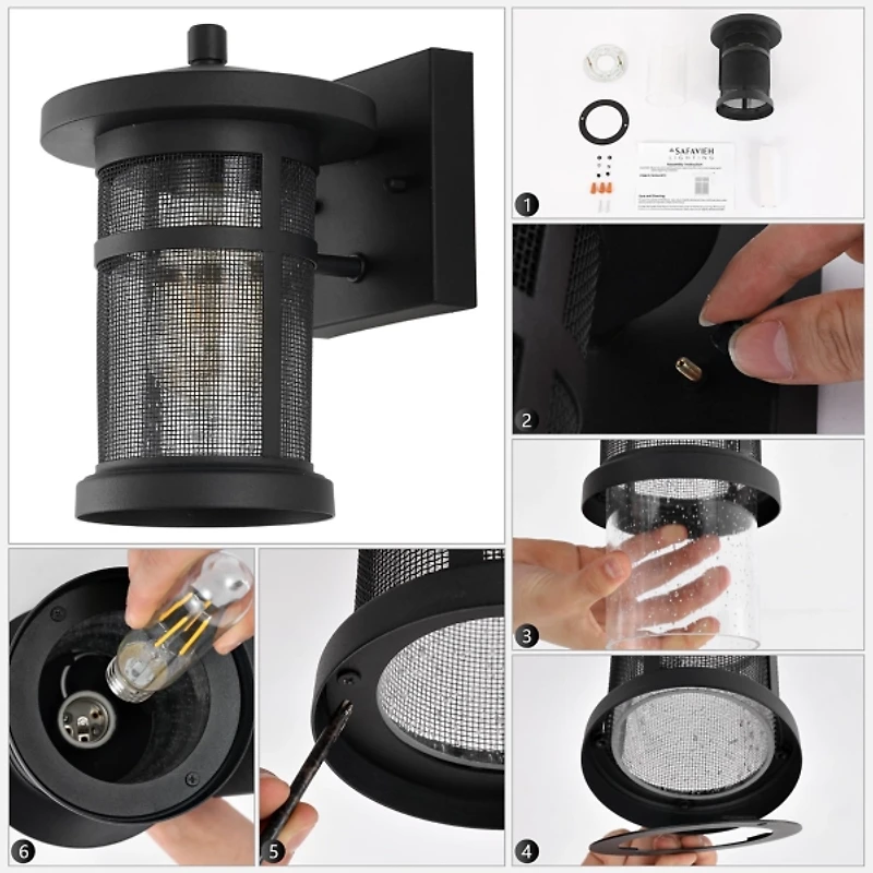 SAFAVIEH Black Ospry Outdoor Sconces, Set of 2