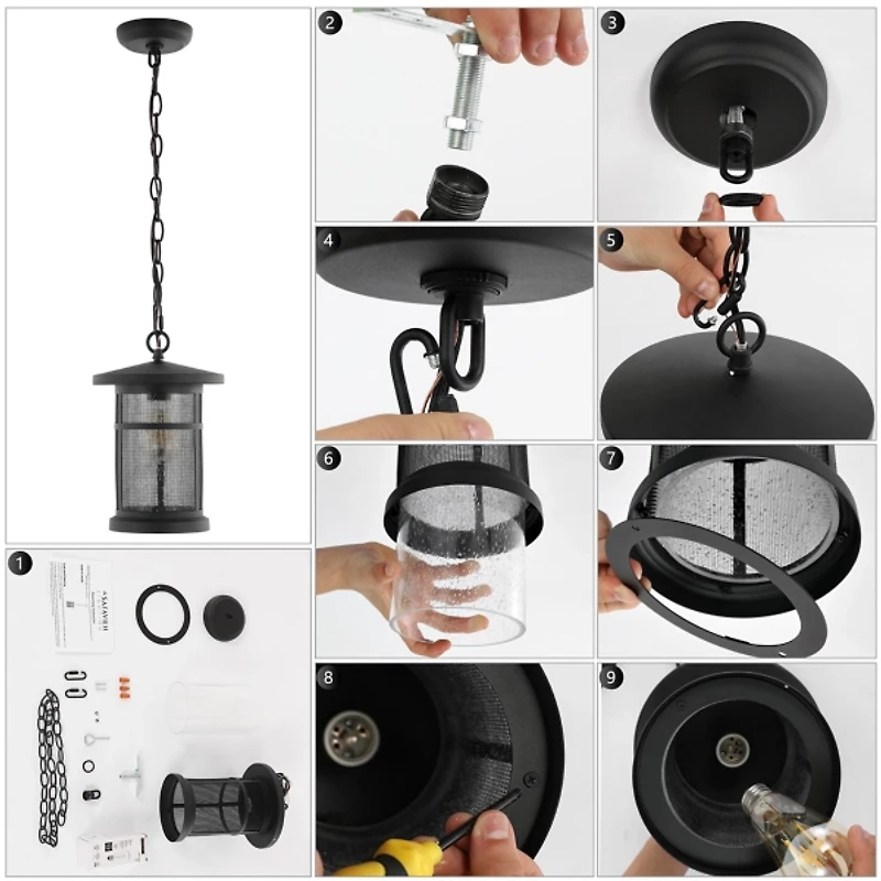 SAFAVIEH Black Ospry Outdoor Pendant Light