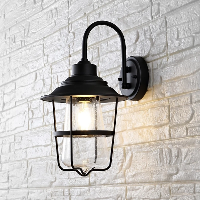 SAFAVIEH Black Penbar Outdoor Sconces, Set of 2