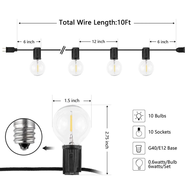 Leigh Black LED Outdoor String Lights