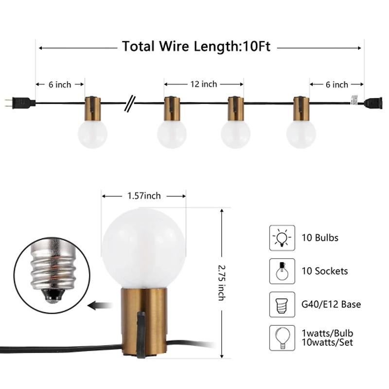 Farryn Brass LED Outdoor String Lights