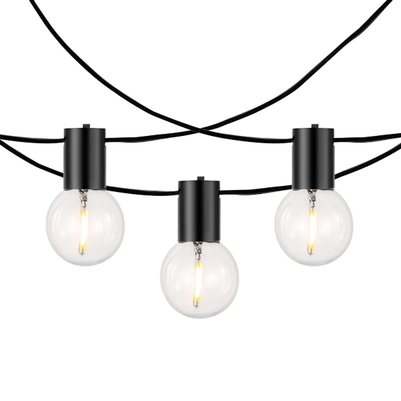 Huron Black Globe LED Outdoor String Lights