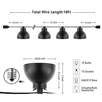 Solid Black Coche Shades LED Outdoor String Lights