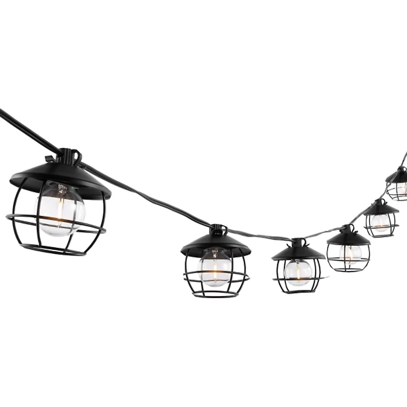 Black Birdcage Shades LED Outdoor String Lights