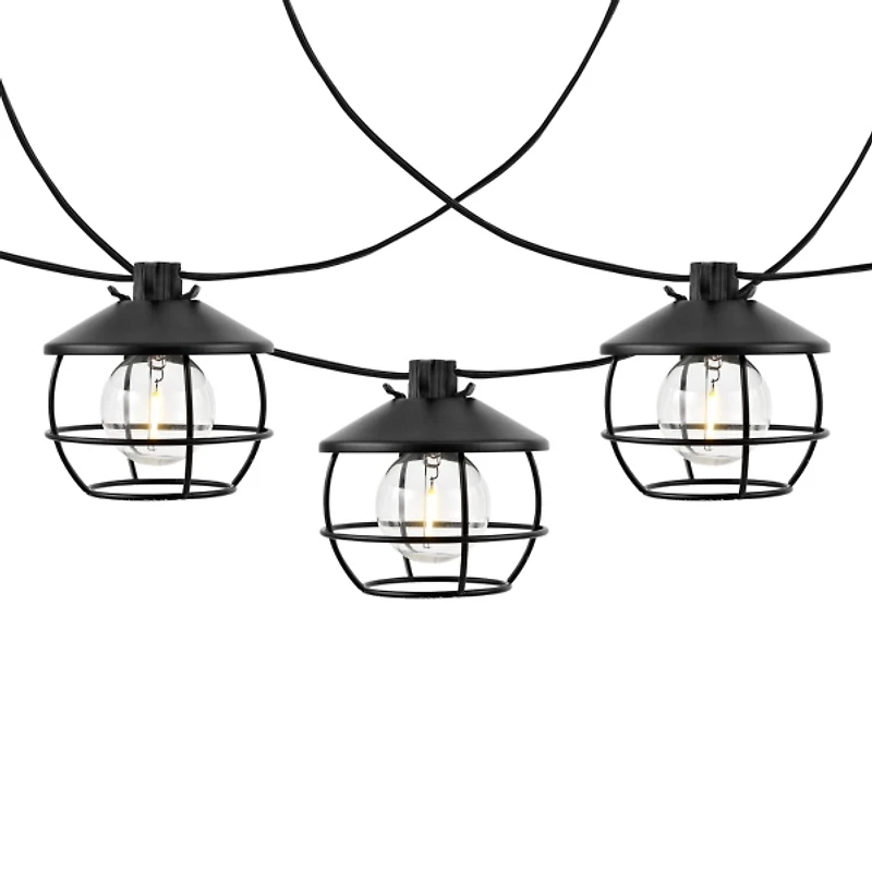 Black Birdcage Shades LED Outdoor String Lights