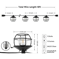 Black Birdcage Shades LED Outdoor String Lights