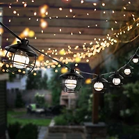 Black Birdcage Shades LED Outdoor String Lights