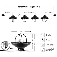 Black Metal Coche Shades LED Outdoor String Lights