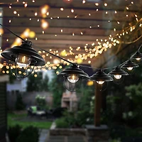 Black Metal Coche Shades LED Outdoor String Lights