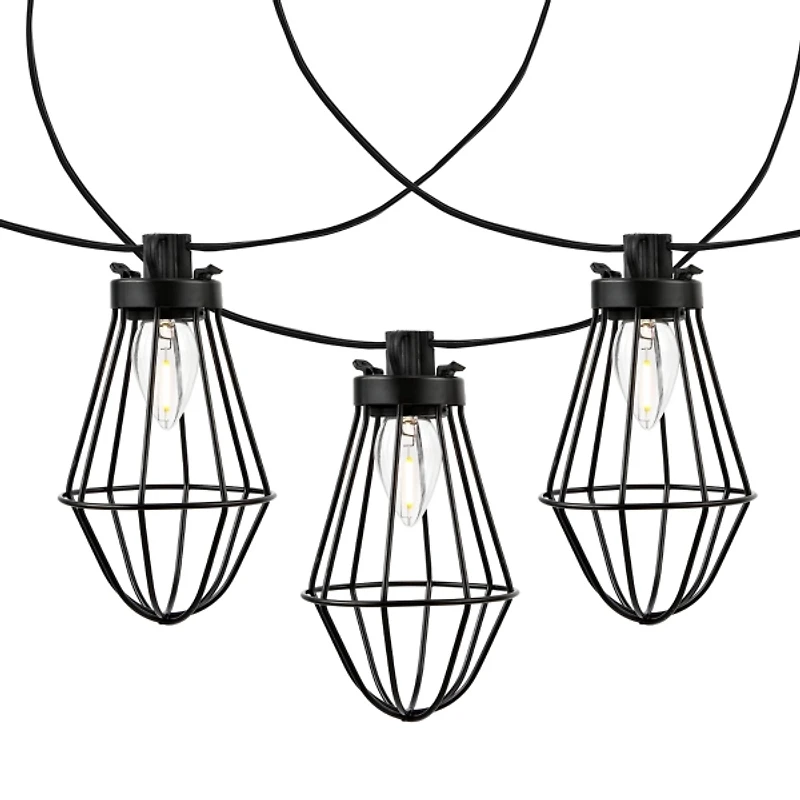 Ellina Black Birdcage LED Outdoor String Lights