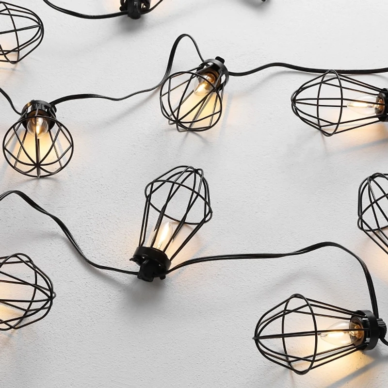 Ellina Black Birdcage LED Outdoor String Lights