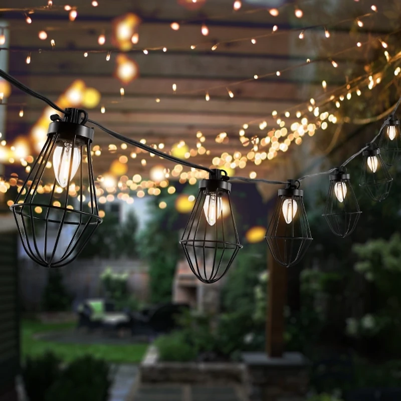 Ellina Black Birdcage LED Outdoor String Lights