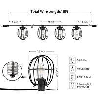 SAFAVIEH Black Oval LED Outdoor String Lights