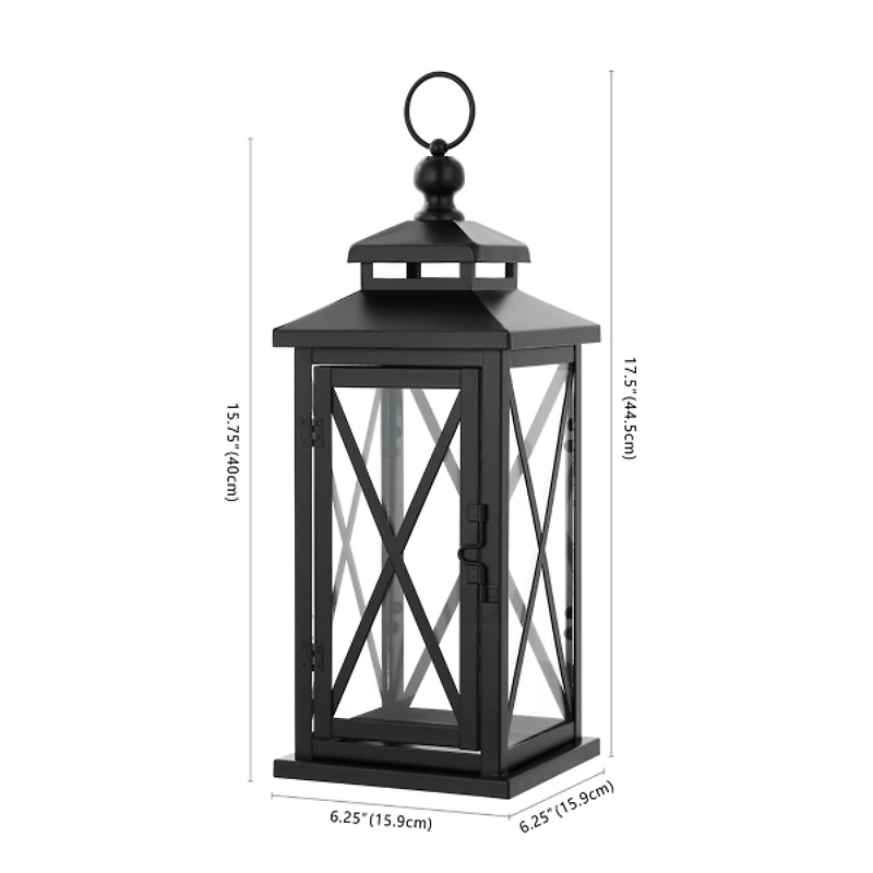 Small Lorio Black Outdoor Lanterns, Set of 2