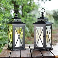 Small Lorio Black Outdoor Lanterns, Set of 2