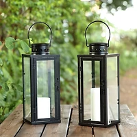 Small Loren Black Outdoor Lanterns, Set of 2