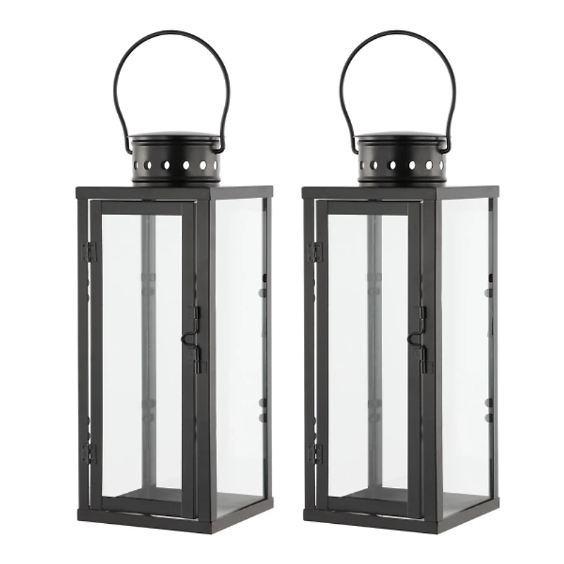 Small Loren Black Outdoor Lanterns, Set of 2
