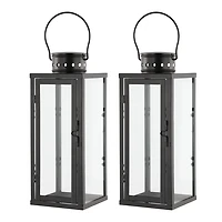 Small Loren Black Outdoor Lanterns, Set of 2