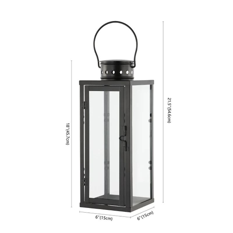 Large Loren Black Outdoor Lanterns, Set of 2