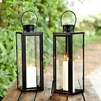 Large Loren Black Outdoor Lanterns, Set of 2