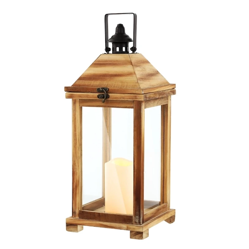 SAFAVIEH Natural Wood Eldia Outdoor Lantern