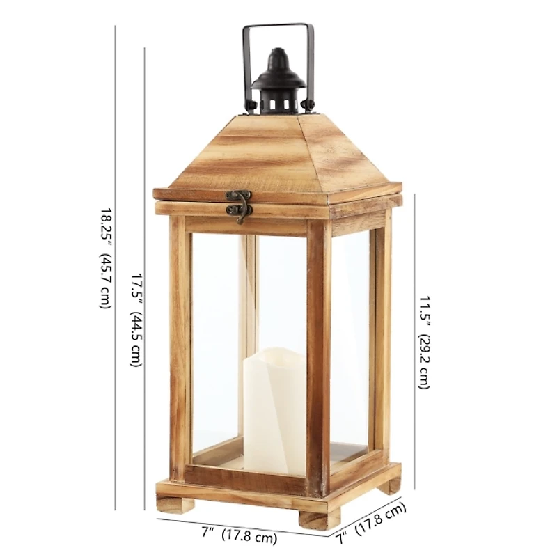 SAFAVIEH Natural Wood Eldia Outdoor Lantern