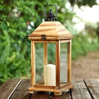 SAFAVIEH Natural Wood Eldia Outdoor Lantern