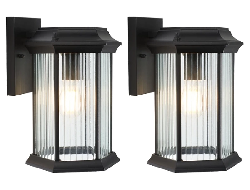 Black Hylan Outdoor Wall Sconces, Set of 2