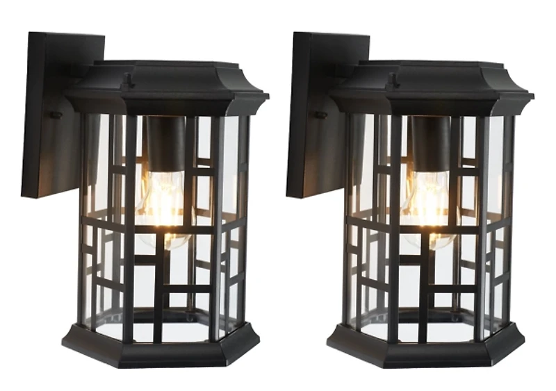 Black Carwen Outdoor Wall Sconces, Set of 2