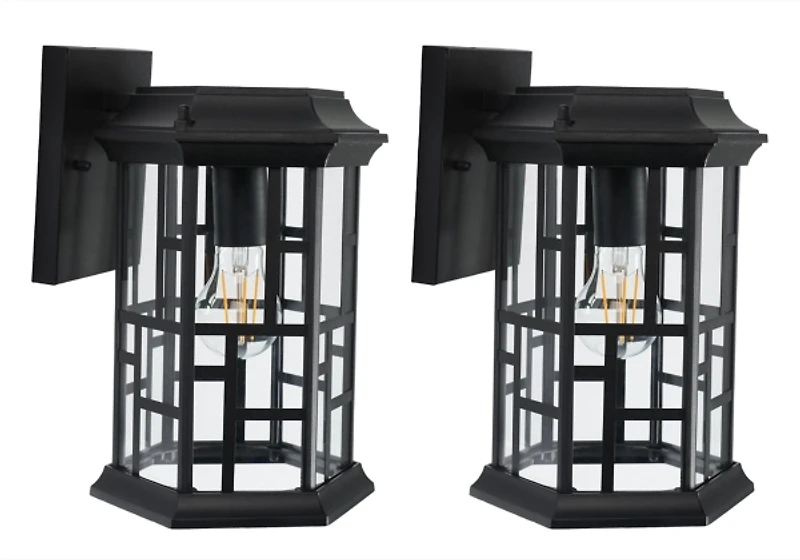 Black Carwen Outdoor Wall Sconces, Set of 2